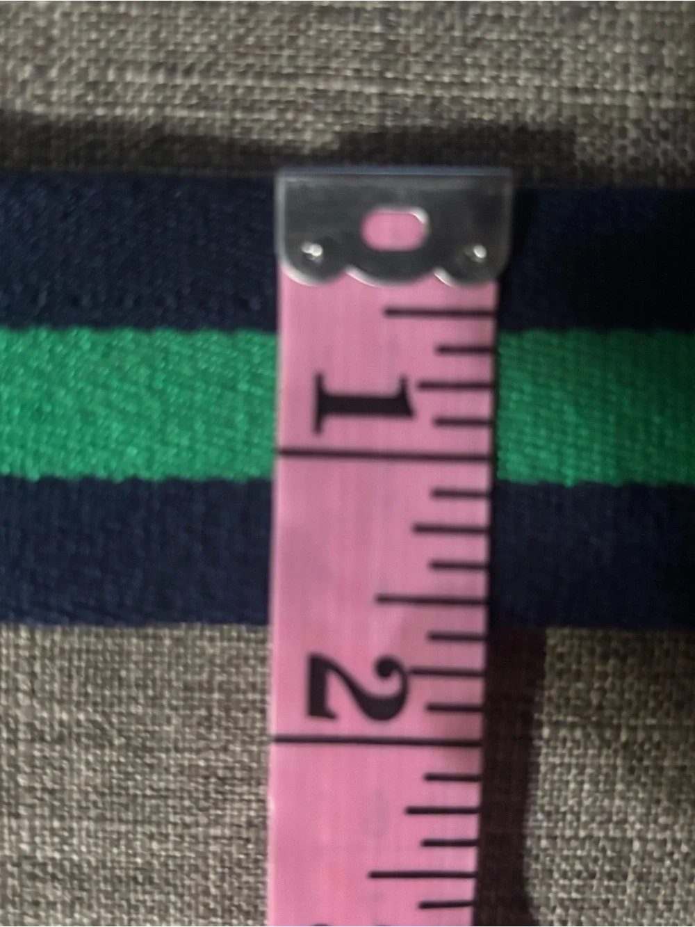 Polo by Ralph Lauren Navy and Green Striped Canvas Belt Brown Leather Preppy